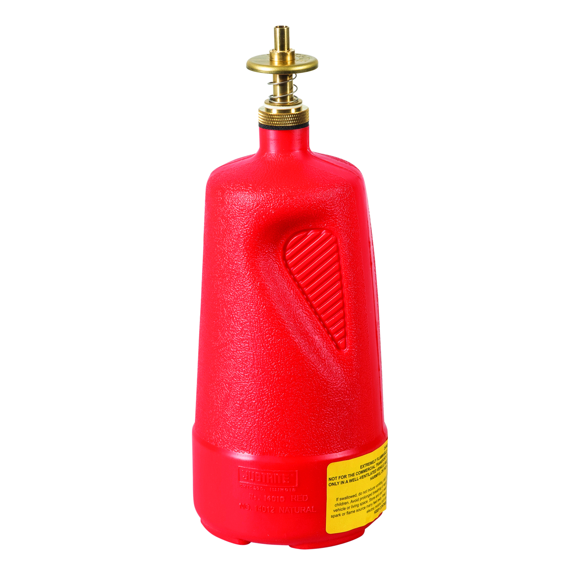 Justrite Plastic Dispensing Can — 1 Quart, Brass Dispenser Valves, Red, Model# 14010